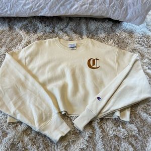 Cream and multicolored Champion Reverse Weave Cropped Crewneck Sweatshirt